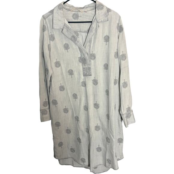 Soft Surroundings Dresses & Skirts - Soft Surroundings Embroidered Feather Tunic Dress Gray Tunic Dress Size M Boho